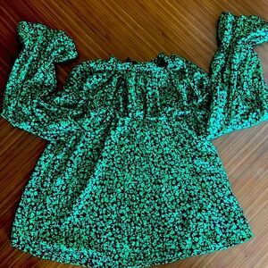 Green and Black Blouse